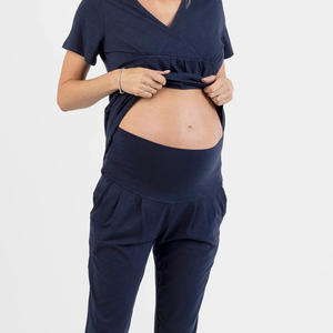 Conjunto de ropa de dormir de satén de seda transpirable cómodo de alta calidad para mujer, mejor precio, venta al por mayor, ropa de descanso de maternidad para verano sólido - Product Image 6