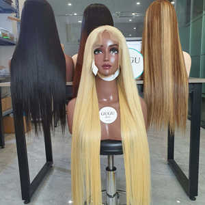 วิกผมยาวแบบเส้นผมมนุษย์แบบไม่ใช้กาวด้านหน้าเป็นลูกไม้ใสสีบลอนด์ - Product Image 4