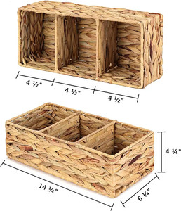 Modern Home Decor Rectangular Hyacinth Tray Basket Water Hyacinth Woven Straw Seagrass Rattan Gift Tray Storage Boxes <b>Bins</b> - Product Image 3