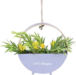 Vente en gros de jardinières décoratives rondes en étain de 10 pouces, suspendues, antirouille, pour la décoration de la maison et du jardin - Product Image 4