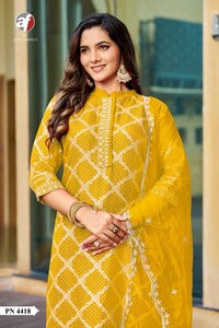 Nuevo Kurti de Seda Rusa con Jacquard y Encaje, Pantalón y Dupatta, Compra en Línea en India al Precio Más Bajo, Moda Femenina - Product Image 6