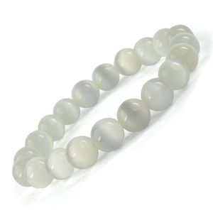 Bracelet élégant en cristal de sélénite, perles de 10 mm pour la méditation et la paix - Product Image 1
