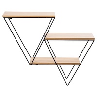 Grande étagère murale décorative en fer à double Triangle de qualité de luxe à 3 niveaux avec dessus en bois pour étagère murale support organisateur de plante...