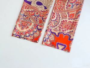 Impression florale multicolore braguette à glissière pleine longueur décontracté à la mode nouveauté grande taille Style populaire pantalon/pantalon pour femmes - Product Image 5