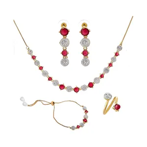 Hot Selling Mode Sieraden Set Vergulde Vrouwen Ketting Oorbellen Armband Set Vrouwen Gouden Sieraden Set Tegen Lage Prijs