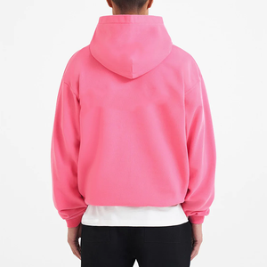 Sweat à capuche personnalisé en tricot de qualité supérieure pour homme, sans cordon, pull-over uni, coton lourd de luxe, sweat à capuche rose - Product Image 2