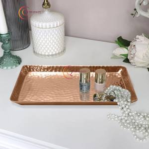 Bandeja rectangular de lujo moderna para servir, cobre puro con patrón de plantas para el hogar, Hotel, restaurante, plato de comida, suministro de Hotel - Product Image 4