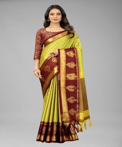 Vêtements ethniques imprimés pour mariage Saree au look riche avec chemisier Pièce pour femme indienne Vêtements Surat en gros bon marché à bas prix - Product Image 6