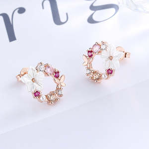 Orecchini a Fiore Aperto in Opale e Resina con Cristalli, Gioielli in Cristallo in Oro 14K e Argento Sterling - Product Image 3