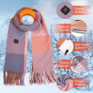 USB Portable Electric Heated Scarf Soft Warm Neck Heating Pad Washable Shawl For Men Women