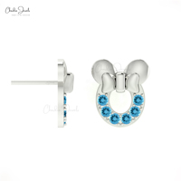 Anting-anting Minnie Mouse untuk anak perempuan 14k emas Natural Swiss biru Topaz harga grosir pemasok perhiasan Topaz biru