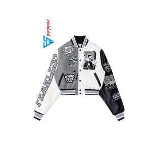 Chaqueta Varsity de Béisbol Corta con Cremallera de Forro Polar Sherpa al por Mayor, Diseño Bordado, Transpirable, Invierno, 100% Poliéster - Product Image 1