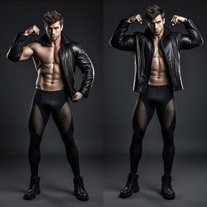 Legging de malla de poliéster 100% para hombre, mallas transparentes sexis de malla transparente, mallas transparentes con cintura elástica para hombre - Product Image 4