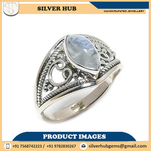 925 anillos de joyería fina de plata esterlina sólida piedra lunar arcoíris única piedra preciosa clásica para fiesta regalo del Día de San Valentín para ella - Product Image 2