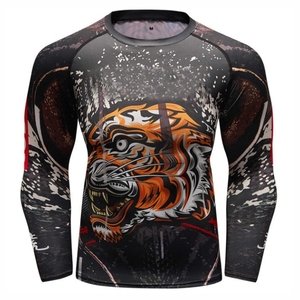 Vente en gros vierge OEM imprimé Compression court manches longues MMA Jiu Jitsu Logo personnalisé Rash Guards Bjj Rash Guard - Product Image 1