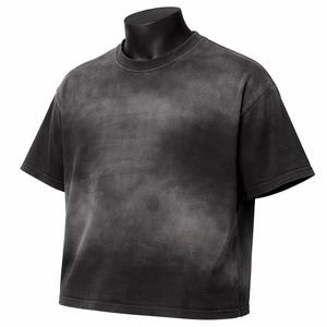 เสื้อยืดโอเวอร์ไซส์แบบฟอกสี 100% ผ้าฝ้าย วินเทจ ลุคสตรีทแวร์ คอกลม แขนสั้น สำหรับผู้ชาย เสื้อฟอกสี - Product Image 3