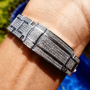 Totalmente helado esfera azul esfera tono VVS Moissanite reloj de pulsera/reloj de diamantes Unisex Hip Hop Iced Out reloj de diamantes - Product Image 4
