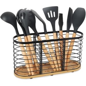 Heavy Duty Metal Wire Made Black Color Powder Coated 3 Compartment Spoon Knives Cutlery Set Holder Kitchenware <b>Accessories</b> - Product Image 4