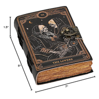 Livre des sorts Journal en cuir Deckle Edge Paper Grimoire Cahier imprimé Gothique Crâne Amant Antique Vintage Journal