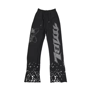 Pantalon de survêtement décontracté taille moyenne pour hommes avec strass pour la vente en gros et les professionnels - Product Image 1