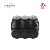 Connecteur de câblage isolé noir à 3 ports, raccord mécanique à double entrée pour câbles en cuivre et aluminium de 1/0 à 350 kcmil