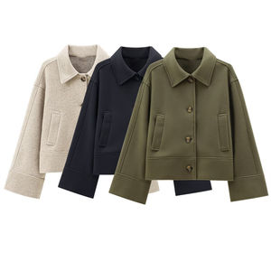 Chaqueta Safari Vaquera Regular con Cuello Alto para Mujer 2024, Tejido Holgado, Impermeable, de Algodón, Informal, para Calle - Product Image 1