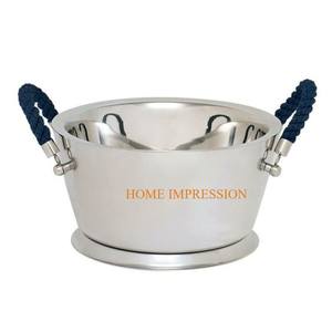 Seau à bouteille de vin en métal en cuir de grande taille avec poignées Seau à vin décoratif de table de forme personnalisée de qualité supérieure - Product Image 4