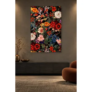 Impression sur toile de fleurs rouges et oranges dans le jardin nocturne de Fida - Product Image 4