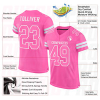 Camiseta de Fútbol Americano Auténtica de Malla Rosa y Blanca, Camiseta de Rugby Sublimada de Poliéster, Uniforme de Fútbol Americano para Hombre