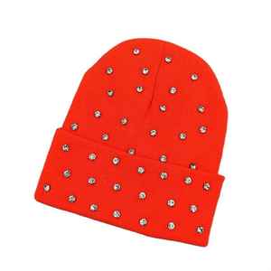 Gorro de malla de punto con diamantes de imitación personalizados, gorro de invierno suave para niños, ropa de calle informal, gorro de algodón 100% - Product Image 6
