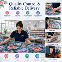 Tissu en Chiffon Floral Tropical Personnalisable, Motif Floral Très Vendu, Polyester Doux, pour Écharpe, Chemise, Foulard – Usine OEM/ODM