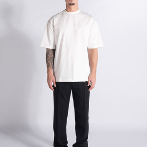 Camiseta de algodón puro con escote pequeño y peso pesado para hombre, camiseta de gran tamaño en blanco de Hip Hop Boxy Fit, camiseta recortada para hombre - Product Image 4