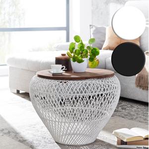 Handcrafted Iron Wire <b>Side</b> <b>Table</b> with Solid Wood Top <b>for</b> Modern Living Room Durable Stylish Accent Furniture - Product Image 4