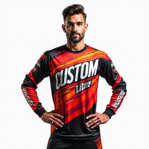 Camiseta de Carreras para Hombre, Motocross, Manga Larga, Ajuste Personalizado, Transpirable y Resistente al Viento, Ropa de Carreras de Motos Sublimada - Product Image 4