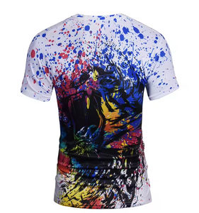 T-shirt pour homme imprimé par sublimation, prix bas, haute qualité, 300g polyester/coton, col rond, manches courtes, couleur personnalisée, vente en gros - Product Image 6