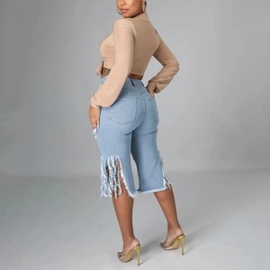 Pantalones cortos de mezclilla personalizados Premium 2025, pantalones cortos de verano desgastados para mujer, nuevos pantalones cortos elegantes para mujer al por mayor - Product Image 6