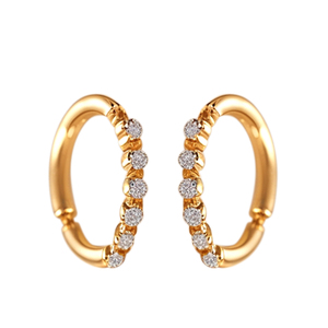 Bijoux uniques en or jaune massif 14 carats avec diamants Huggie Hoop Boucles d'oreilles Fabricant - Product Image 1