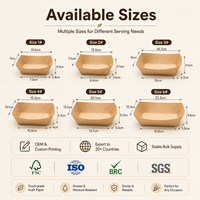 Bandeja de Papel para Alimentos con Borde Plegado, Diseño Kraft para Servir Hot Dogs, Suministro con Logotipo Personalizado