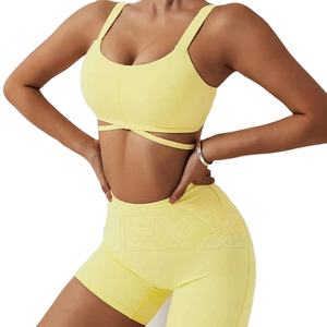 ชุดโยคะ กางเกงขาสั้น ชุดออกกำลังกาย ระบายอากาศได้ดี ไร้รอยต่อ น้ำหนักเบา ยืดได้สี่ทิศทาง เอวยางยืด ผ้ายืดสแปนเด็กซ์/ไนลอน - Product Image 4