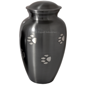 Juego de urnas de cremación de mascotas conmemorativas con estampado de pata de Metal azul cenizas patas grabadas ataúdes para mascotas y urnas de recuerdo para perros cenizas - Product Image 6