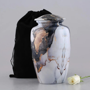Urna Funeraria de Mármol Gris y Aluminio para Adultos, Recuerdo Funerario Personalizado, Jarra Decorativa de Tributo, Proveedor Mayorista de Exportación - Product Image 2