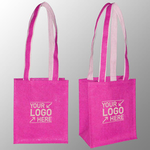 Yute Shopping Mini Tote bag con laminación dentro de las asas del hombro impreso personalizado con su logotipo de 1 color gratis - Product Image 2