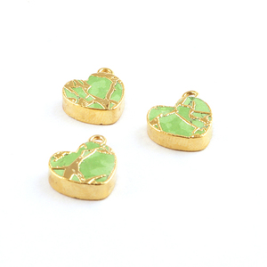 Ravissant 12mm coeur mohave vert cuivre turquoise bricolage connecteur à breloques 24k plaqué or boucle unique fabrication de bijoux connecteur à bricoler soi-même - Product Image 4