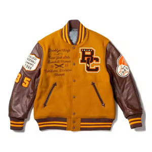 เสื้อแจ็คเก็ตหนังวาร์ซิตี้ขนสัตว์คุณภาพสูงสำหรับผู้ชาย แบรนด์ไฮสตรีท ปักลายตามสั่ง แขนยาว สไตล์เบสบอล สำหรับฤดูหนาว  ผ้าแคนวาส - Product Image 4