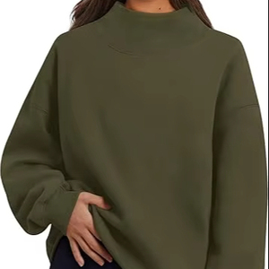 เสื้อสเวตเชิ้ตผู้หญิงคอตั้งทรงหลวมแบบสวมหัว - Product Image 1