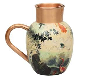 Carafe en cuivre imprimé à la main pour un usage domestique, carafe en cuivre imprimé décorative pour la cuisine, carafe à eau en cuivre imprimé vintage - Product Image 2