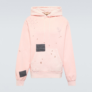 เสื้อฮู้ดดี้ผู้ชายแบบสวมหัว ตัดเย็บพิเศษ หนานุ่ม แต่งลายปะติดปะต่อ ปักลาย ทำสีซีดแบบฟอกกรด - Product Image 1