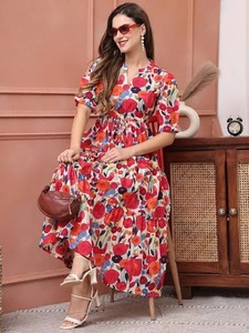 Vestido de algodón con estampado de bloque de mano indio, nueva moda, ropa informal de verano Floral, estilo dulce tejido hecho a mano Natural para San Valentín - Product Image 2