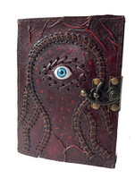 Journal en cuir véritable vintage avec papiers de bord de pont troisième oeil Grimoire Journal Antique Spell Wiccan Note Book Horror Special