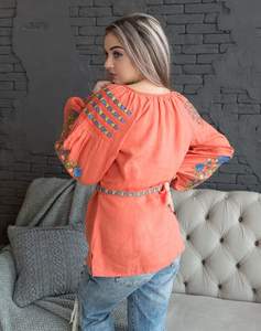 เสื้อเบลาส์คอวีสุดชิคของผู้หญิงเสื้อเบลาส์ปักลายดอกไม้ดีไซน์เรียบง่ายปักสีฟ้าสำหรับงานปาร์ตี้สบายๆมีสไตล์ - Product Image 5